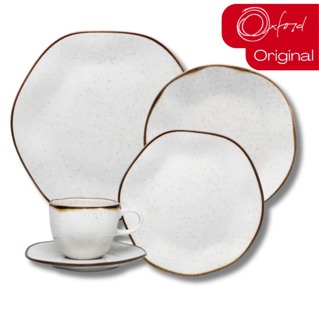 Aparelho de Jantar e Cha Porcelana 30 Pecas Ryo Maresia Jogo de Pratos e Xicaras Oxford